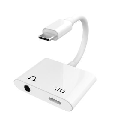 China Small and Lightweight Dual USB-C Audio Adapter with PD 2 in 1 Type C Earphone Jack Splitter Adapter for Samsung Androids for sale