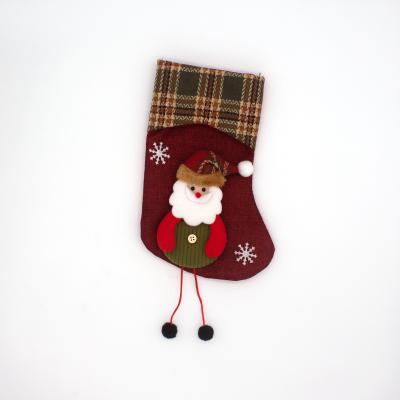 China Christamas Decoration Hackcloth Cartoon Christmas Stocking Christmas Gift Bag Santa Claus Snowman Elk Socks for sale