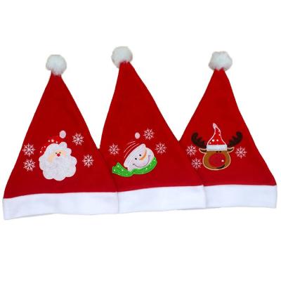 China Wholesale Christmas Hat Children's Gift Christmas Embroidery Christamas Decoration Pilou Christmas Hat Santa Hat for Child and Adult for sale