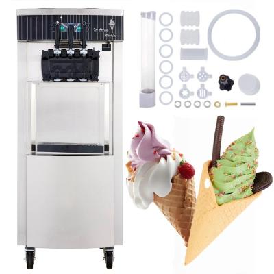 China 2200W Snack Factory Commercial 2+1 Flavors Ice Cream Maker Soft Serve Ice Cream Machine Stand Model With LED Display Auto Clean for sale