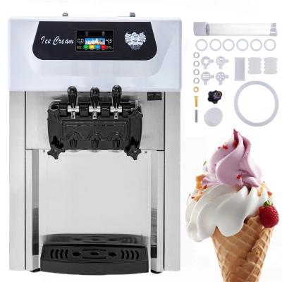 China Commercial 2200W Snack Factory Ice Cream Machine with Compressor and Precooling Dual Function 20-28L Per Hour for sale