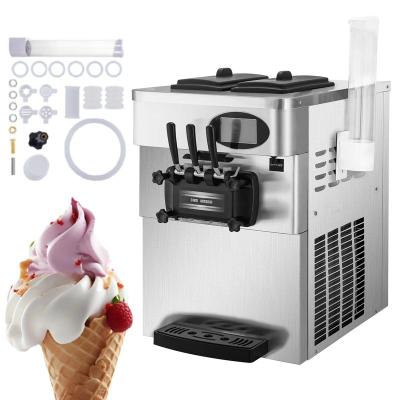 China Commercial Snacks Factory 2200W Soft Ice Cream Machine 3 Flavors 20-28L Per Hour With Dual Compressor And Precooling At Night for sale