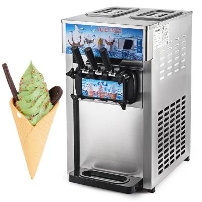 China Snack Factory Soft Ice Cream Machine 3 Flavors Commercial Ice Cream Machine Countertop Gelato Machine 1200W for sale