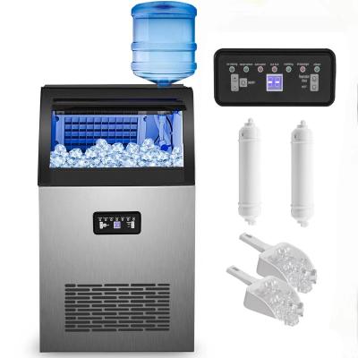 China 60kg/24H Commercial Commercial Ice Maker Machine with Bottled Water and Tap Water 2 Intake Modes Portable Ice Maker for sale