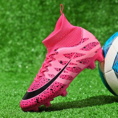 China Rubber Original high-quality wholesale high-top football shoes men's TF sole artificial grass training shoes large size 31-48 for sale