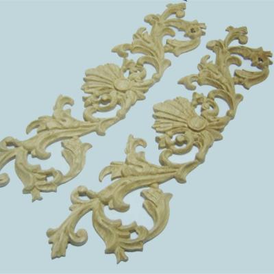 China New Traditional Artistic Natural Floral Wood Carved Appliques Corner Decal for sale