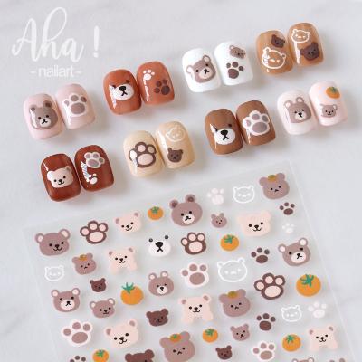 China Easy Apply AHA Series Sun Moon Rose Flowers Panda Bear Rabbits Nail Sticker Self Adhesive Nail Art Decoration for sale