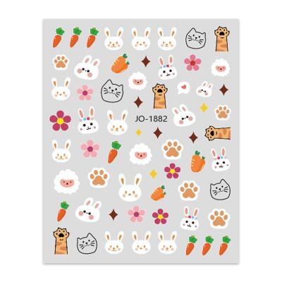 China Easy Apply New Manicure Stickers Lovely Cartoon Cute Rabbit Bear 2D Nail Sticker Decoration for sale