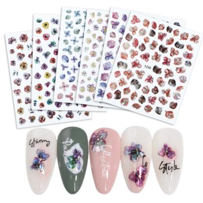 China Easy Apply 2D Nail Laser Nail Stickers Flowers Nail Decoration Wholesale CIA Stickers Nail Art Decoration for sale