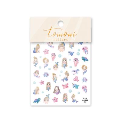 China Easy Apply Wholesale Tomoni Summer Style Ocean Princess Mermaid Starfish Cartoon Bear Sheep 5D Nail Art Decoration Nail Art Sticker for sale