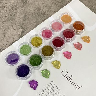 China Easy Apply Nail Glitters Aurora Magic Super Luminous Ultra-fine Powder Mirror Nail Gold Red Green Decoration for sale