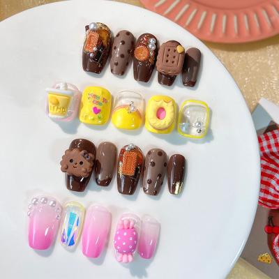 China Easy Apply Nail Charm DIY Resin Cartoon Children's Hot Selling Naivety 3d Color Magic Resin Candy Bear Nail Accessories for sale