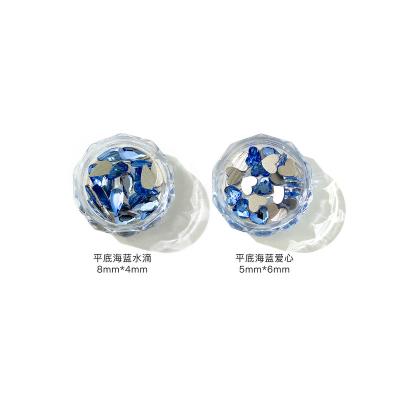 China Easy Apply Rhinestone For Nail 3d Crystal Blue Fancy Shape Flat Back To Nail Mixed Stone Nail Art Decoration for sale