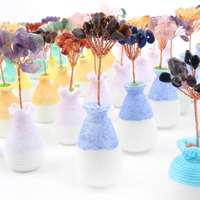 China China Customize Bottle Tree Natural Crystal Gravel Mini Cute Crystal Tree For Crystal Crafts for sale