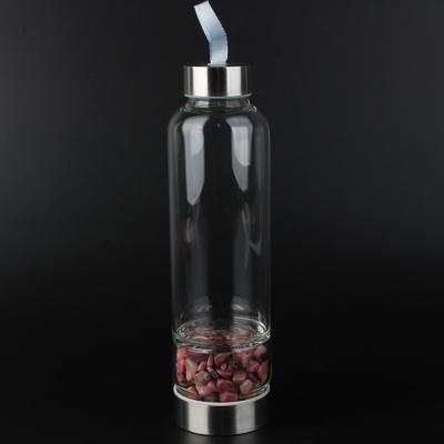 China China Wholesale Glass Water Bottles Tumbled Chips Gravel Natural Crystal Water Bottle for sale