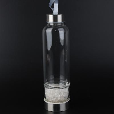 China China 500ml Bottle Glass Crystal Water Bottle With Tumbled Chips Crystal Gravels Inside for sale