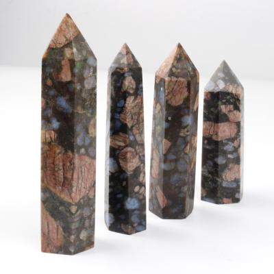 China Wholesale Natural Crystal Wand Stone China Glaucophane Tower Crystal Points for sale