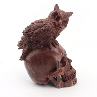 China China Wholesale Hand - Cut Crystal Skulls Healing Skulls Natural Owl Fluorite Crystal Skulls for sale