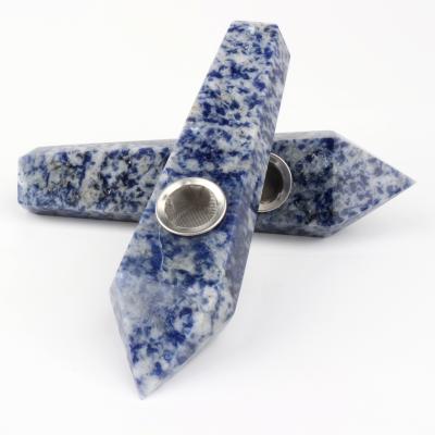 China Decoration& wholesale point high quality natural crystal blue jasper gift quartz crystal smoking pipes for gift for sale