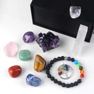 China China New Product Natural Crystal 7 Chakra Tumble Stone Healing Stones Crystal Gift Box for sale