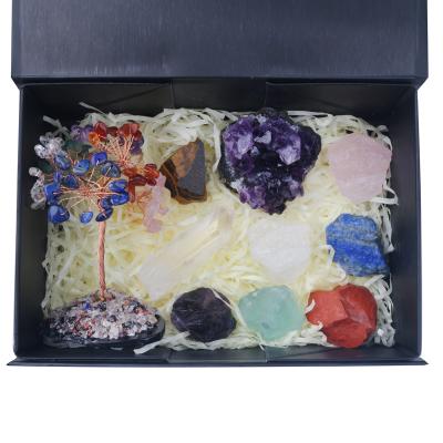 China Wholesale Natural Stone China Crystal 7 Chakras Raw Healing Stone Crystal Gift Box for sale