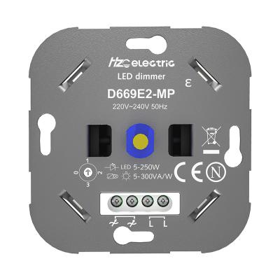 China D669E2-MP 220V-240V 5-250W Flicker Free Dimming Trailing Edge MultiWay Led Dimmer EU Standard Free Dimming Switch for sale