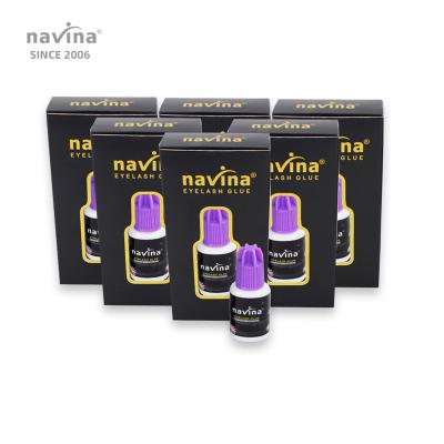 China Liquid Eyelash Glue Navina Eyelash Glue Slight Smell 10ml Eyelashes Extension Glue 2 Days Long Lasting Adhesive Fast Dry 50 sec for sale