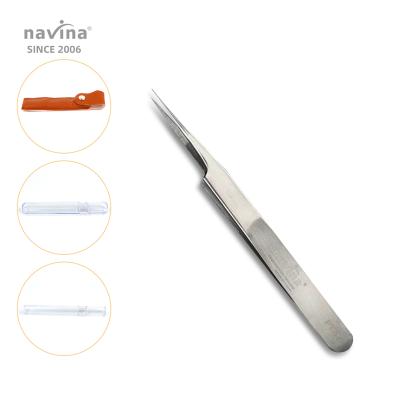 China Navina Stainless Steel Eyelash Extension Tweezers Stainless Steel False Eyelash PT-10 Non Magnetic Silver Non Magnetic Tweezers for sale