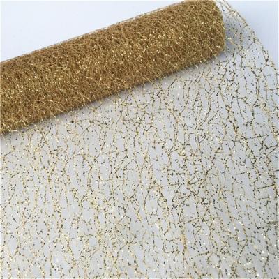 China Anti-Static Golden Sequin Christmas Tulle Fabric for sale