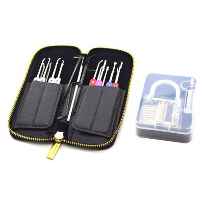 China Combination Practice Padlock Set Stainless Steel 22pcs Auto Lock Pick Kit Set Transparent practice padlock pick set for sale