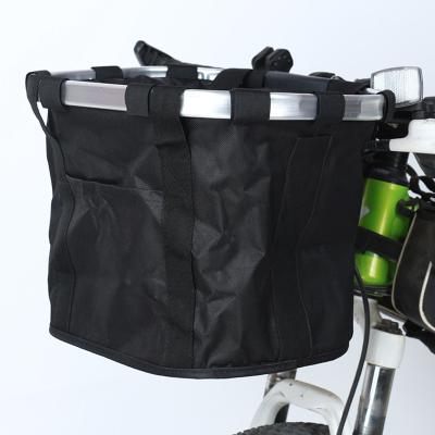 China Travel Outdoor Storage Folding Bike Basket Pet Bag Carrier Front Bike Basket Removable Bike Handlebar Basket for sale