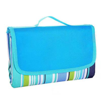 China Custom Outdoor Fleece Folded Beach Mat With Carrier Printing Family Travel Camping Picnic Blanket for sale