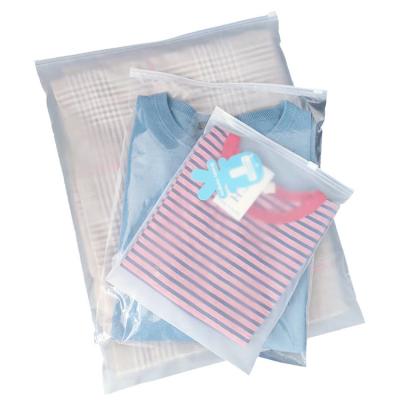 China Recycled Materials Transparent Custom Printed Zipper Self Lock Plastic Bag Frosted Zipper Bag For Clothing for sale