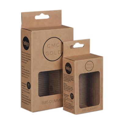 China Recyclable Offset Printed Kraft Paper Boxes Packaging Colorful Printing Folded Paper Recycled Kraft Paper Box With Hanger for sale