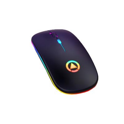 China New Anti-fall Wireless Ultra-thin LED Mini Mouse A2 Wireless Silent Mute Rechargeable Colorful Lights Computer Mouse for sale