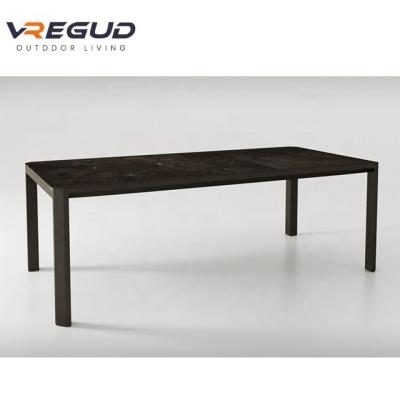 China Modern Outdoor Dining Table Set Garden Furniture Table Black Aluminum Square for sale