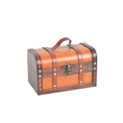 China Sustainable Portable Jewelry Craft Wooden Box Pirate Storage Box Vintage Treasure Chest for sale