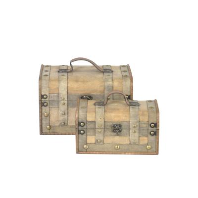 China Sustainable simple handmade wooden suitcase with handle storage box for sale