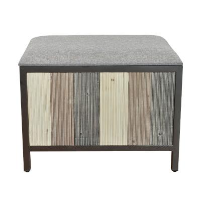 China Wooden Storage Canvas Stool With Metal Legs Modern Storage Ottoman Bench for sale