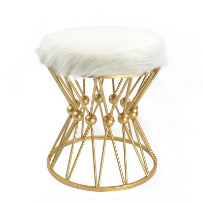 China European Luxury Metal Frame Seat Hairy Stool Seat Stool for sale