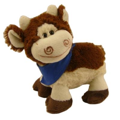 China New Logo Custom Blue Plush Scarf Bandage Plush Soft Stuffed Cow Toys for sale