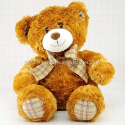 China Plush Tan Blonde Bow Soft Teddy Bear Plush Toy for sale