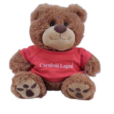 China 2018 Hot Custom Plush T-shirt Red Brown Large Plush Teddy Bear Softer Stuffed Animal Doll for sale