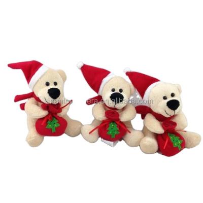 China Bestselling Christmas Hat Cuddle Plush Toy Small Red Brown Red Teddy Bears for sale