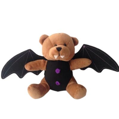 China Hot Soft Plush Sales Vampire Bat Back Brown Teddy Bear Plush Halloween Toy for sale