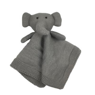 China Custom Gray Animal Soft Plush Design Elephant Newest Safety Knitted Baby Blanket for sale