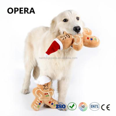 China Newly Hot Plush Tie Up Soft Brown Gingerbread Man Plush Dog Chew Toys for sale