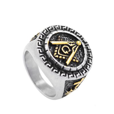 China Hiphop Masonic Ring 316 L Stainless Steel Highly Polished 18K Gold Filled Factory Wholesale Cheap Price for sale