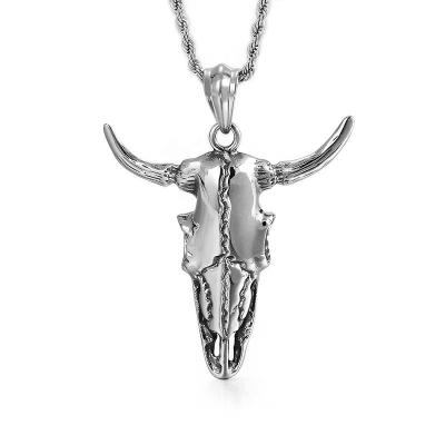 China Environmental Friendly Skull Bull Ox Head Charms Ancient Tibetan Silver Skull Bull Head Pendants Bones Gothic Design Jewelry for sale