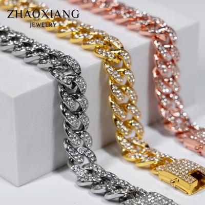 China Trendy CZ Hip Hop Cuban Diamond Glazed Bangles Street Jewelry Accessories Factory Directly for sale